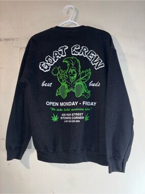 Goat Crew Black Graphic Crewneck Sweatshirt Size Medium Streetwear Fleece